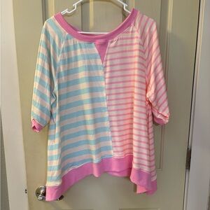 Pink and blue striped shirt